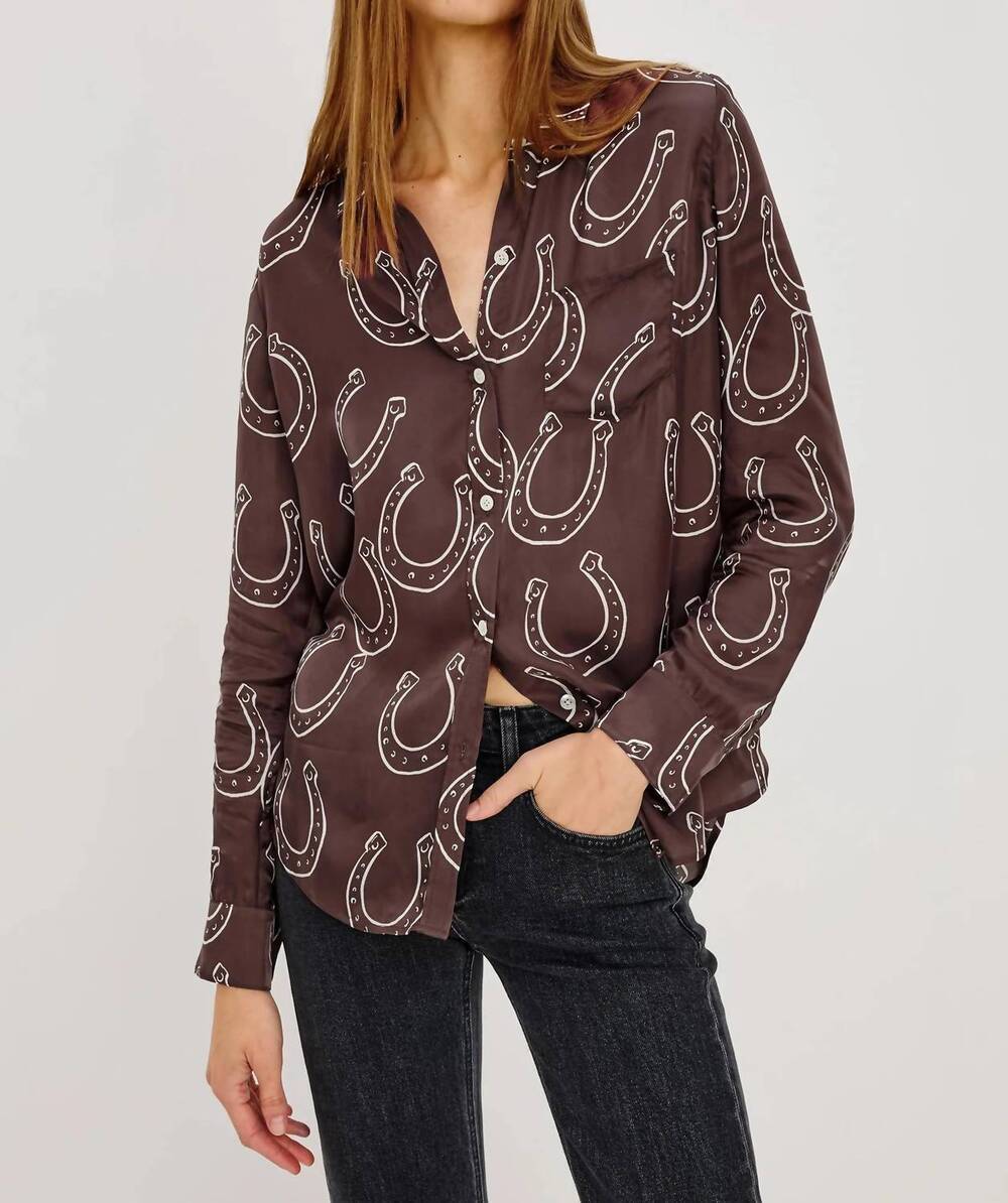 NEW RAILS women's the alyssa horseshoes blouse in brown